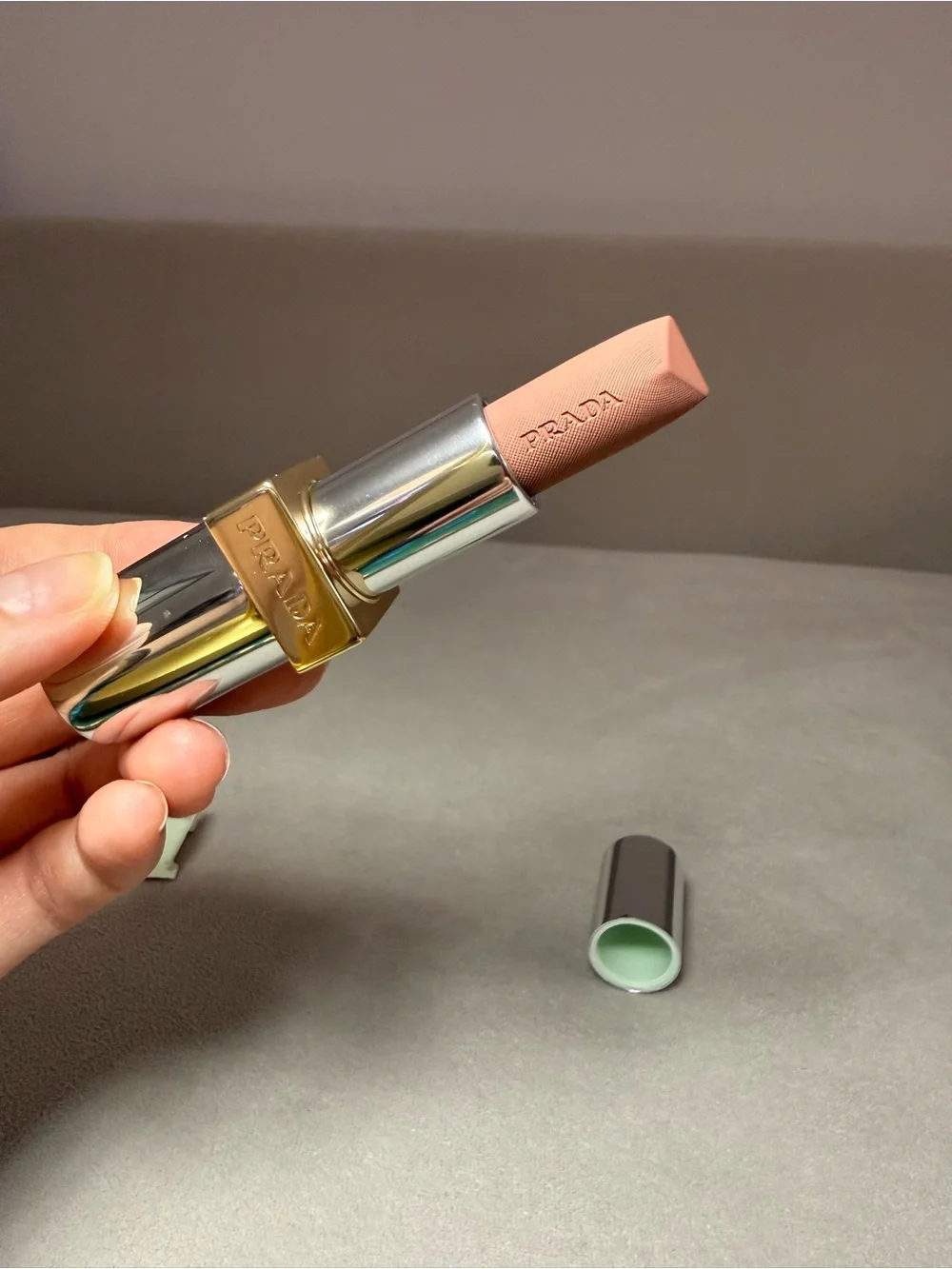 Prada Monochrome Lipstick B01 - Soft Mint Label